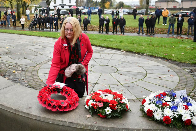 A wide variety of wreaths were laid by people at Camelon war memorial