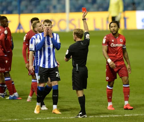Liam Shaw was the latest Sheffield Wednesday player to be sent off. (Pic Steve Ellis)