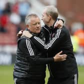 Chris Wilder (L), the Sheffield United manager, and his assistant Alan Knill: Simon Bellis/Sportimage