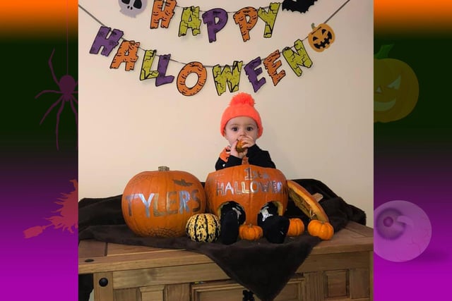A photo of Tyler's first Halloween in 2018.