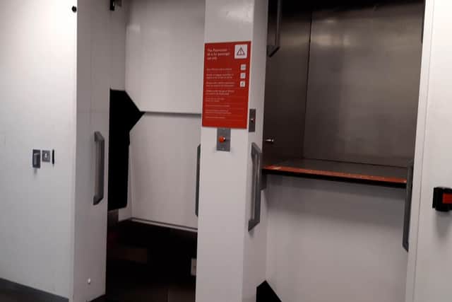 We try the world’s biggest paternoster lift at Sheffield Univerity Arts Tower. Picture shows the highest point of the lift on the 17th floor
