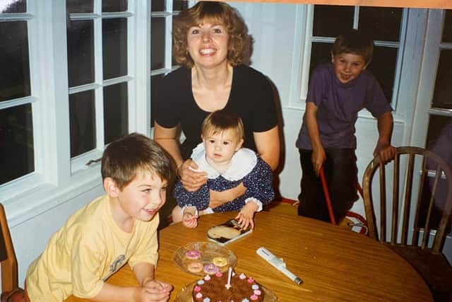 Esme on her first birthday with her brothers and her late mum, Alison who died of a Grade 4 Glioblastoma when she turned six.