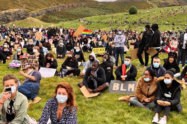 Activists have come to Holyrood Park in Edinburgh from across the country to show their support