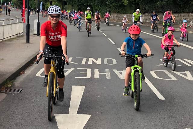 Anna Lowe and family at the Sheffield Big Ride in 2019