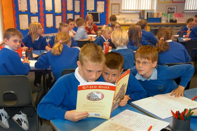 Year 6 pupils during a Road Dahl reading study group at Newbottle Primary School.