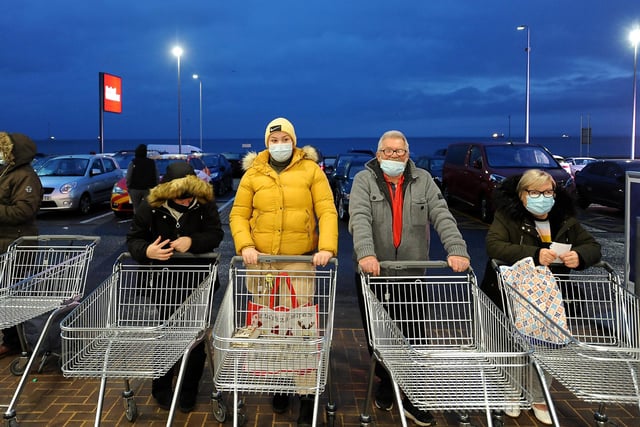 Ready to shop! The first customers are set to fill their trollies (Pic: Fife Photo Agency)