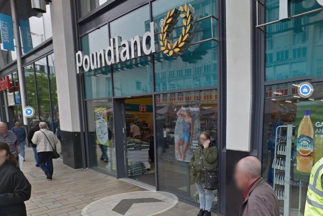 As they sell essential goods, pound shops and bargain shops can remain open in lockdown. Includes Poundland at Castle Square, Angel Street and The Moor.