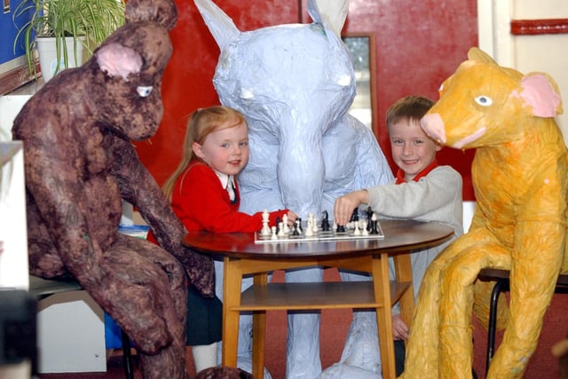 Reception class pupils were pictured with these huge models 15 years ago. Can you tell us more about it?