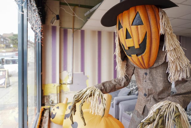 Hallowe'en window decorations at Talbot's Upholstery in Southey Sheffield. Picture Scott Merrylees