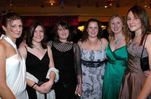 TAPTON SCHOOL PROM l/r: Samantha Rowett, Shona Brown, Dalie Johnson, Alison Fearn, Sarah Salisbury and Natalie Wood, at the Tapton School 6th Form Prom at Baldwins Omega. 24 May 2006