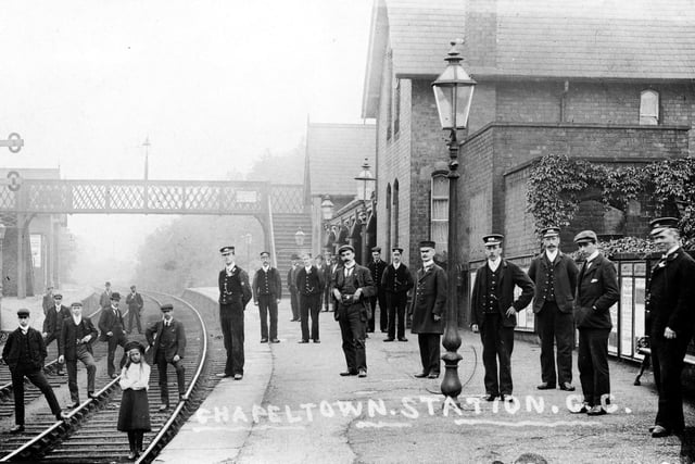 Chapeltown Central Railway Station, Sheffield was also known as Chapeltown and Thorncliffe. It dates back to 1854 and closed to all traffic a century later. A fossilised stump of a giant club moss tree discovered by navvies building new track in 1875 is now on display at Sheffield Botanical Gardens