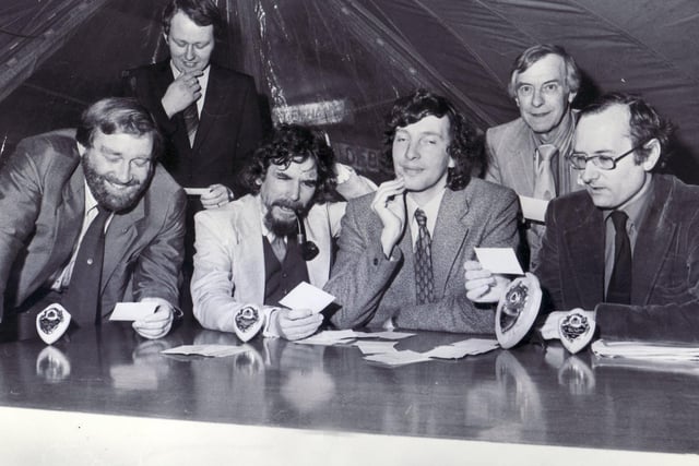 Bill Michie with David Blunkett and Alan Billings in 1980 during a quiz between city councillors and traders from The Moor 