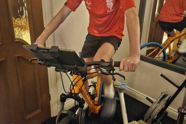 Layton's training is well under way for his international cycling challenge