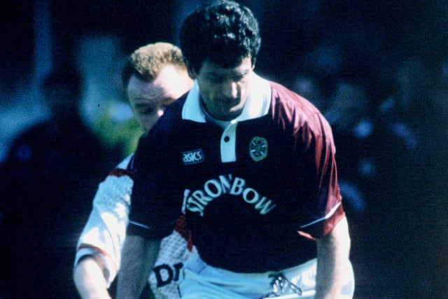 'Slim' returned for his second spell at Tynecastle in 1994 from Rangers. Doubled the lead in this match with a back post header before half-time. Assisted Kevin Thomas' winner. Would stay with Hearts until 1999.