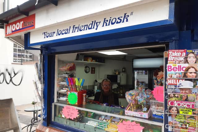 Donna Maw has run the kiosk at the bottom of The Moor in Sheffield city centre for 14 years