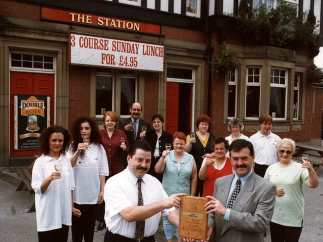 Whitbread Sherwood Inns Operation Manager Phil Bromley presented licensee Robert Spencer and his team with a Hospitality Award in 1997