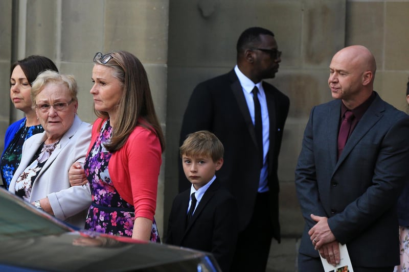 Brendan Ingle's family leave the cathedralafter the funeral service
