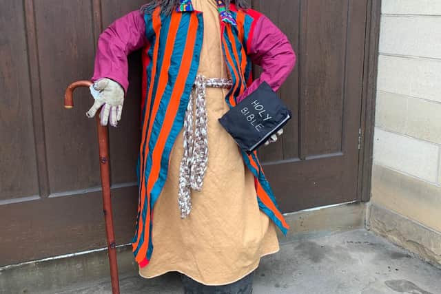 The scarecrow of Biblical character Joseph created for Greenhill Methodist Church