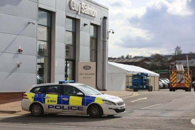 Police officers are investigating the theft of a number of vehicles from the Guy Salmon Land Rover dealership in Sheffield