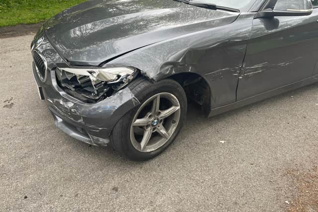 A stolen BMW was involved in a collision with a police car during a pursuit through Sheffield when the driver failed to stop