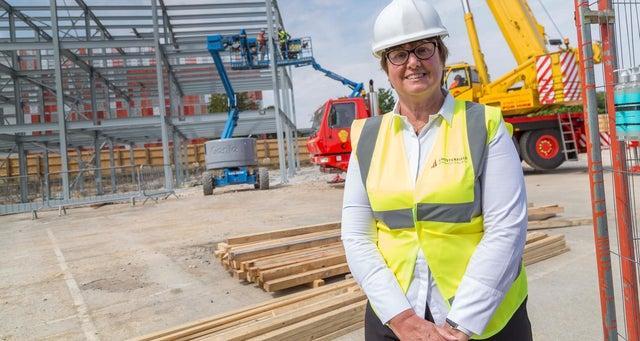 Pictured is Councillor Tricia Gilby, leader of Chesterfield Borough Council, near the enterprise centre which is under construction on a section of the town's Donut roundabout as part of the Northern Gateway project.