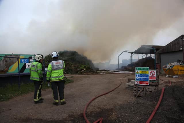 The blaze broke out on Wednesday morning at a farm in Bramley and crews have remained at the scene ever since