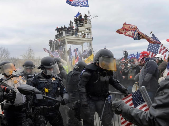 Riot police were deployed.