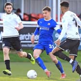 Jordan Cropper pictured in action for Chesterfield against Dover. Could it be Town's last match of the season?