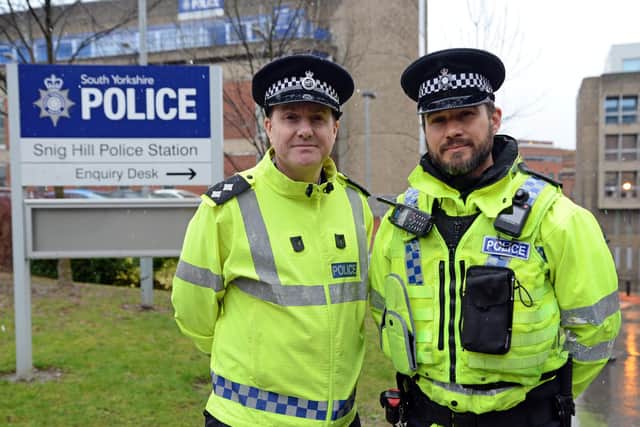 Inspector John Mallows, Neighbourhoods Inspector for Sheffield Central and Inspector and Kevin Smith, Neighbourhoods Inspector for Sheffield N/W, pictured. Picture: NSST-28-02-20 SnigHillPoliceTeams 2-NMSY
