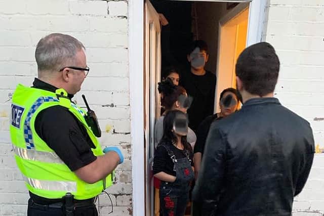 Police on patrol in Fir Vale, Sheffield, where people have been pictured flouting coronavirus restrictions by gathering on the streets