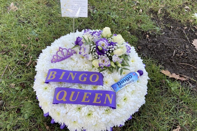 Nicola loved trips to the bingo including Hartlepool's Mecca club as reflected in another floral tribute.