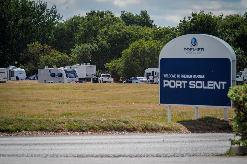 Travellers set up a site in Port Solent on August 2, 2020