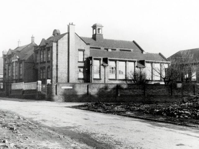 Tinsley Infant School (also known as Tinsley County School), on Plumpers Road, Sheffield, before it was demolished in April 1966.