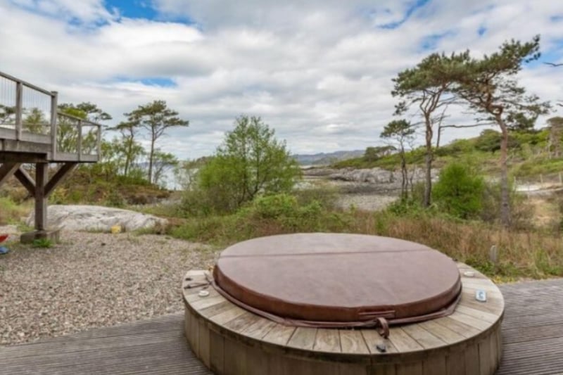 Enjoy a soak in the hot tub after a day walking the Highland countryside.