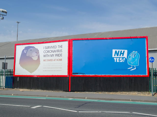Artists transformed billboards in Goldsmith Avenue with tributes to NHS