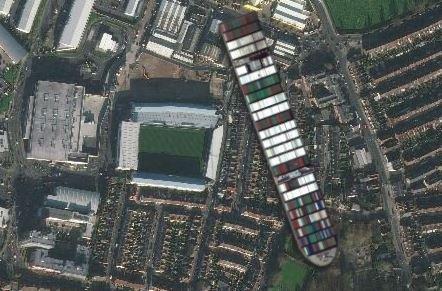 Portsmouth fans cannot wait to return to this iconic landmark, which looks tiny next to the giant ship
