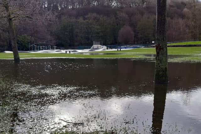 Parts of Millhouses Park in Sheffield were still flooded this morning