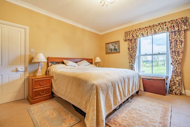 There are four double bedrooms on the first floor. All of the rooms upstairs benefit from large sash windows and elevated views across to the fields and hills. The Principal bedroom, Bedroom 2 and Bedroom 3 all boast large, floor to ceiling fitted wardrobes providing ample storage.