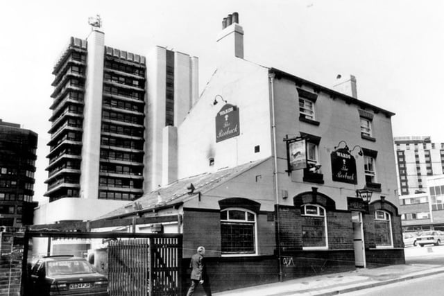 The Roebuck Tavern, on Charles Street, in Sheffield city centre, which has also been known as Newt and Chambers and Emporium. It opened in the late 18th century and was later named after John Arthur Roebuck, MP for the Sheffield area in 1849. It is pictured here in June 1994.