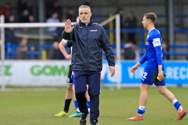 Chesterfield manager John Pemberton thinks it could be May before the Spireites play their next game.
