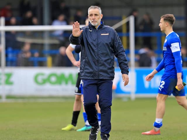 Chesterfield manager John Pemberton thinks it could be May before the Spireites play their next game.