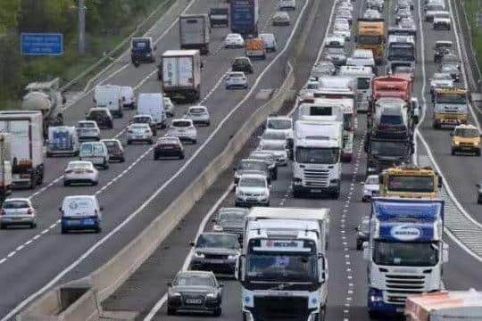 Pictured is the M1 motorway which will be subject to temporary overnight closures between South Yorkshire and Derbyshire to allow for resurfacing work, according to National Highways.