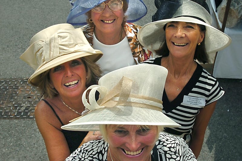 Hats and smiles from Dorothy Vickers, Betty Bollands, Janet Key and Linda Wright at the St Luke's annual summer Garden Party