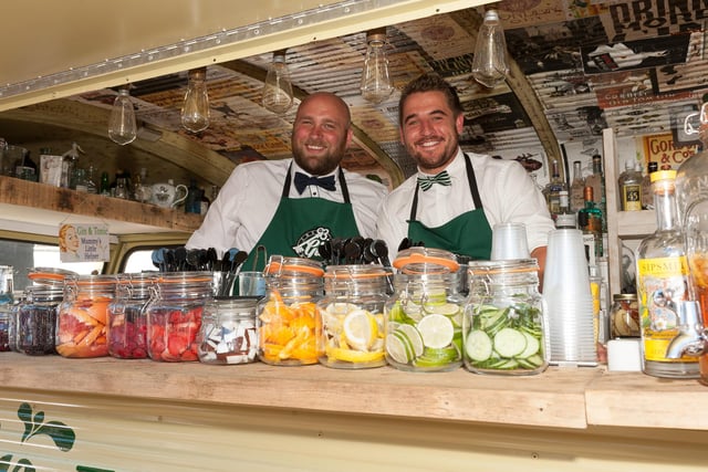 Southsea Food Festival 2016. Staff Dan and Paul at the marvellously decorated Gin Emporium. Picture: Keith Woodland.