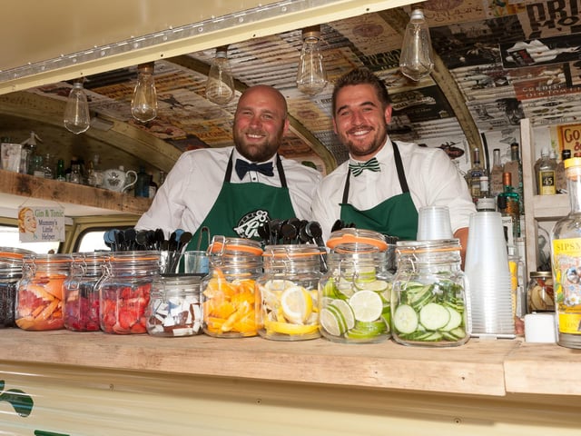 Southsea Food Festival 2016. Staff Dan and Paul at the marvellously decorated Gin Emporium. Picture: Keith Woodland.