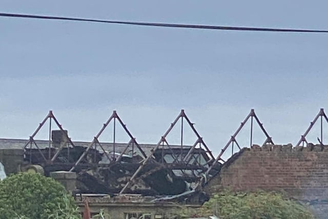 The aftermath - the roof of the building has been destroyed. Only charred timbers remain visible on Sunday morning (Pic: Lisa May Young)
