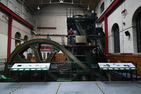 The River Don Engine in Kelham Island Museum in Sheffield. Pictured museum technician Keith Wall