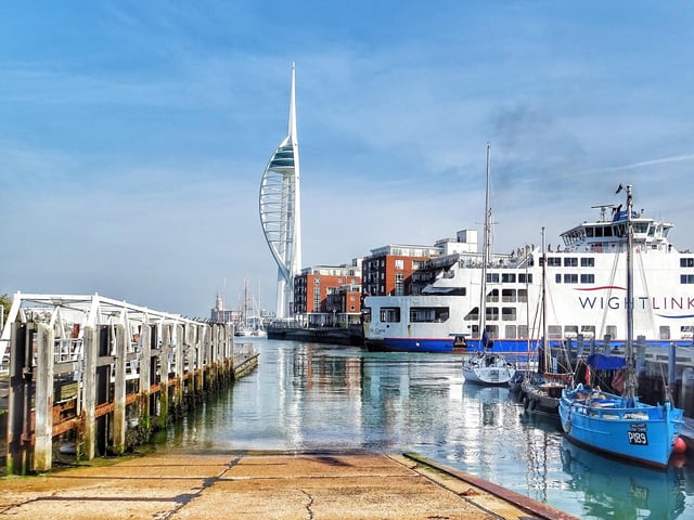 Steve Barker mentioned going through to the Isle of Wight. The Isle of Wight Ferry St. Clare prepares to leave port from Old Portsmouth.