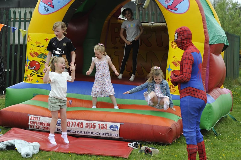 Spider Man was a big hit with the bouncy castle kids at the opening of California Community Hub