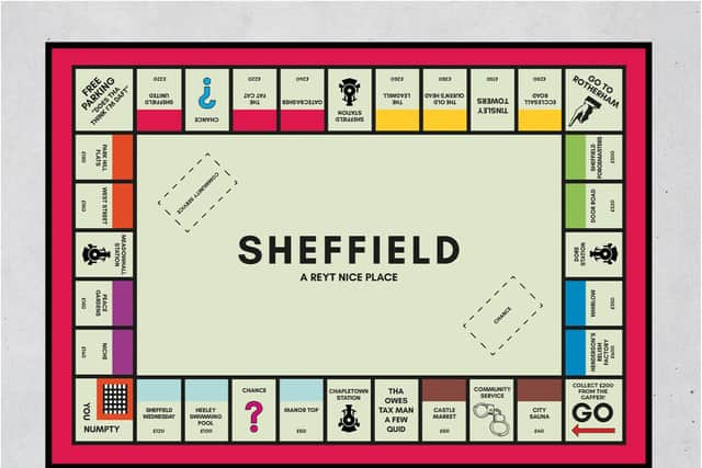 The Sheff-opoly art print, featuring a host of Sheffield landmarks. (Photo: Yorkshire Print Company).